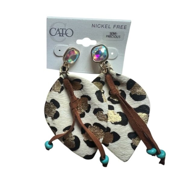 Jewelry - NWT Cato Multicolor Leopard Earrings with Gold and Brown